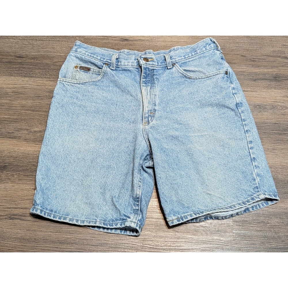 Lee‎ Mens Relaxed Fit Denim Jorts Light Wash Blue Vintage 90s Size 32 READ